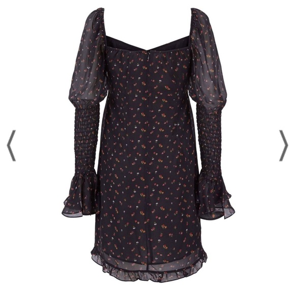 NWT Rat & Boa Cece Sheer Mini Long Sleeve Black Floral Dress Small New - Picture 6 of 12